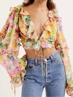 NWT For Love & Lemons Ruffle Top